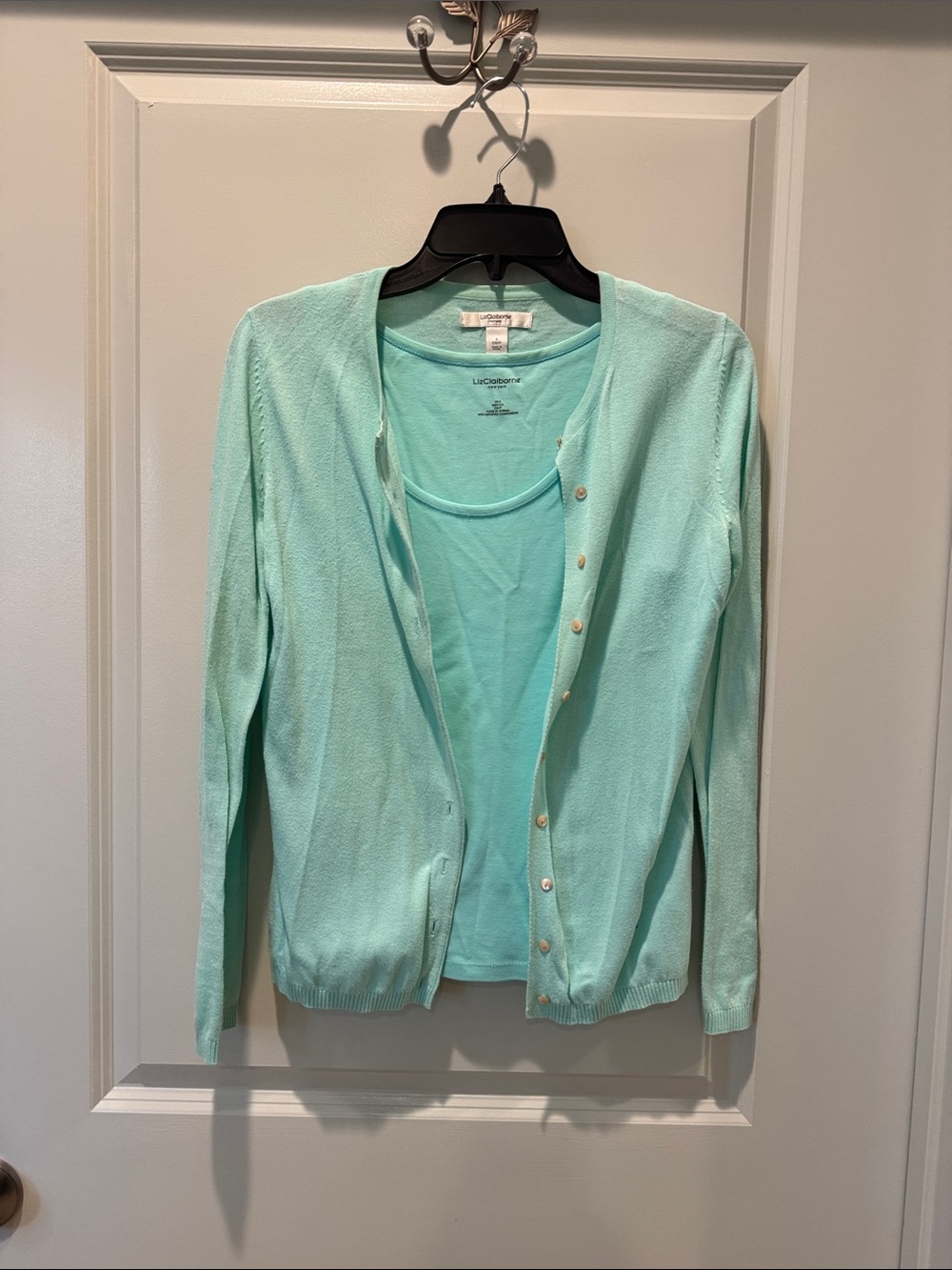Liz Claiborne Mint Green Cardigan with Matching Tank